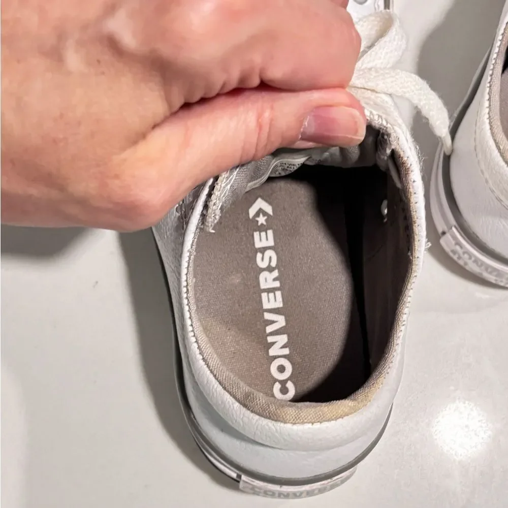 Converse All Star Youth Toddler Girls Boys White Leather Low Sneakers Shoes 12